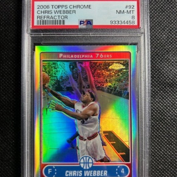 2006 TOPPS CHROME REFRACTOR #92 CHRIS WEBBER HOF PSA 8 NM-MINT 76ERS - Picture 2 of 3